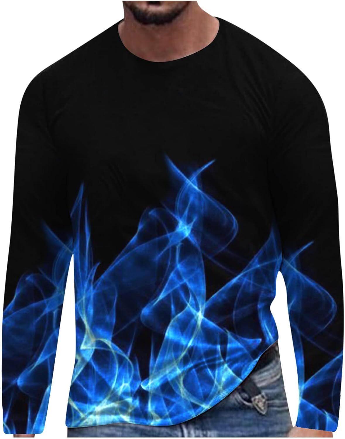 Long Sleeve Shirts for Men sweatshirt Fashion Men's Flame Graphic T-Shirts Long Sleeve 3D Printed Tees Shirts Streetwear Hip Hop Tops 2023 Tee St