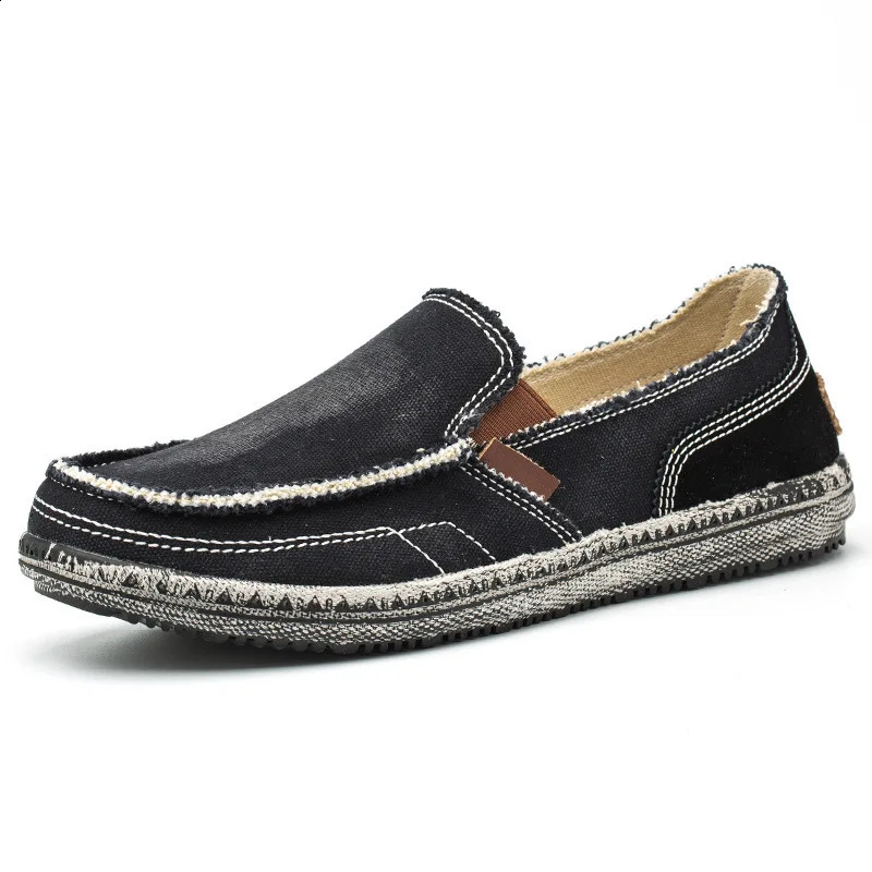 Blue grey canvas Mokasin mens style slippers washed denim casual tablet classic canvas shoes 240930
