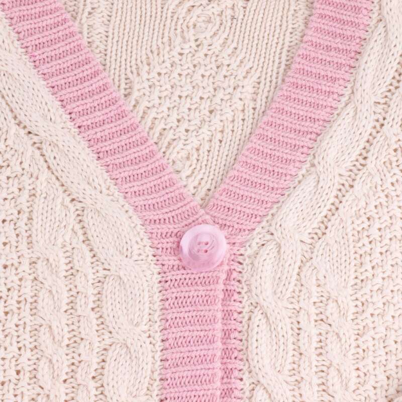 Autumn Star Embroidery Lover Pink Cotton Knitted Cardigans Spring Warm Loose Fit Sweaters For Women Y2k Cardigan