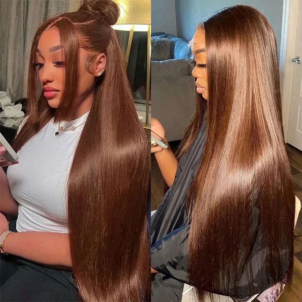 Dark 13X4 Frontal Straight Hd Lace Wig 13X6 Human Hair Wigs 100% For Black Women Preplucked Chocolate Brown Color