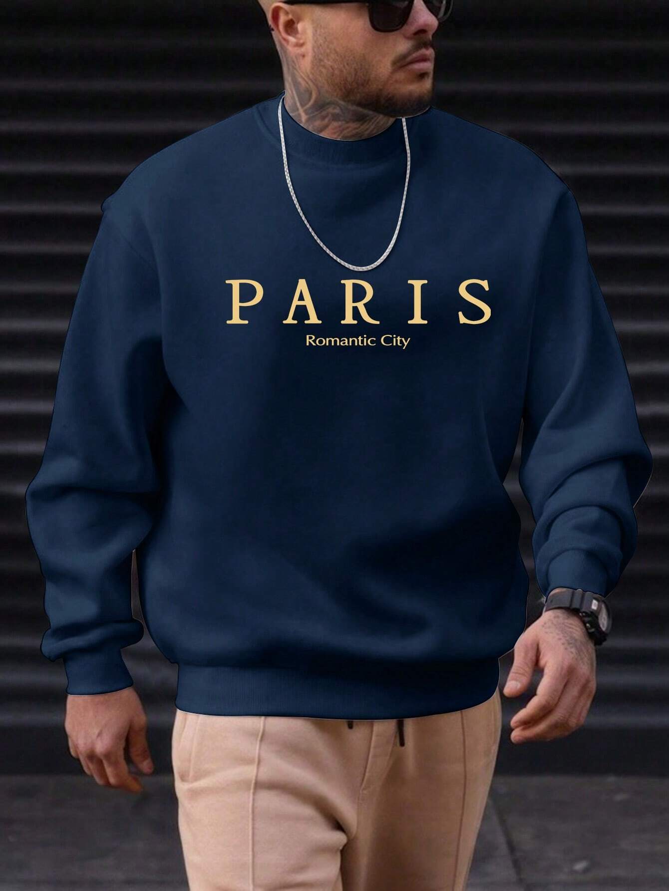 Men's Round Neck Pullover Sweatshirt, Long Sleeve, Suitable For Spring / Autumn / Winter