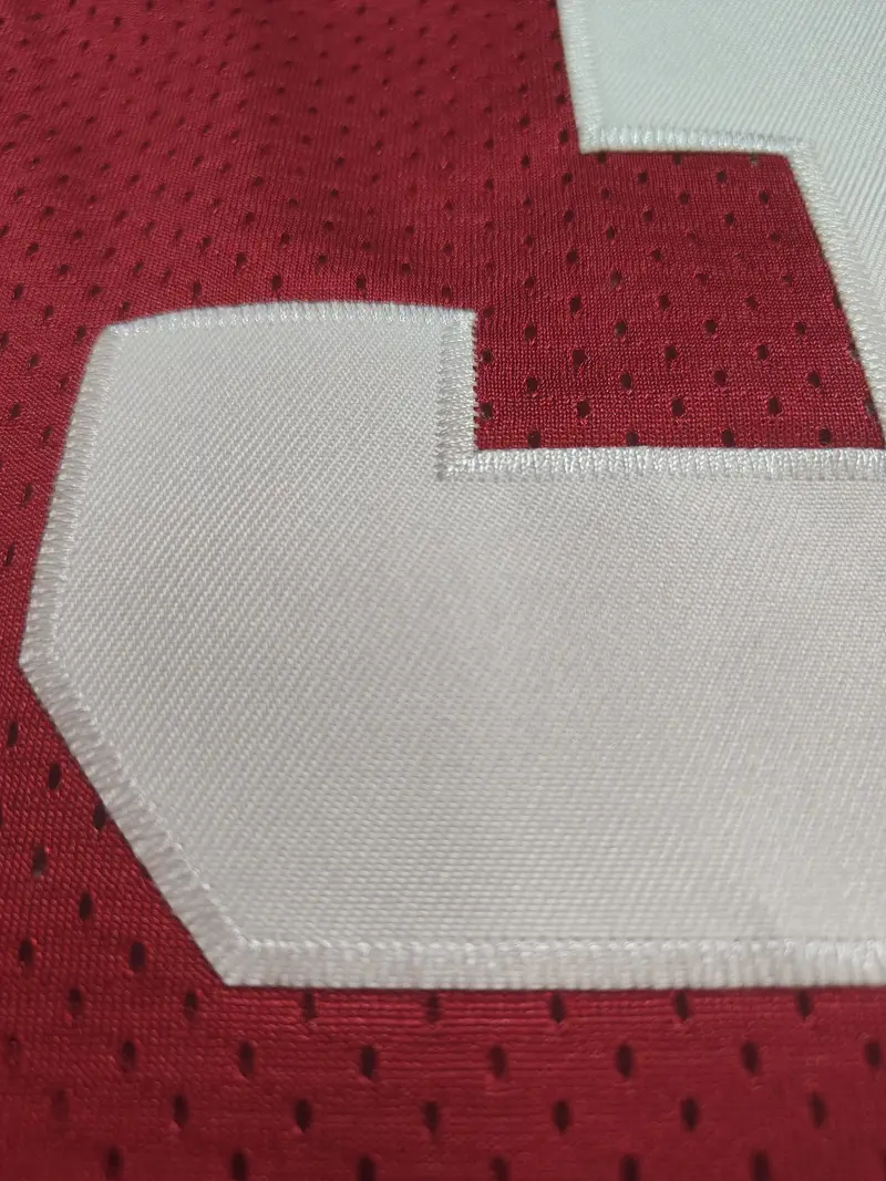 Men's #13 Brock Purdy Comfy V-Neck Football Jersey Red Mesh Embroidery for Training and Competition Breathable Moisture-Wicking Short Sleeve Top 
