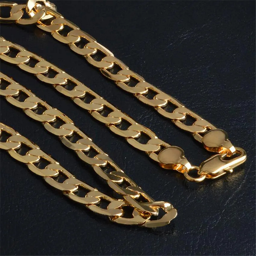 Gold Chain Rough Necklace Long Fashion Jewelry 18 K 810MM 50cm 20inch Men Wholesale 240923