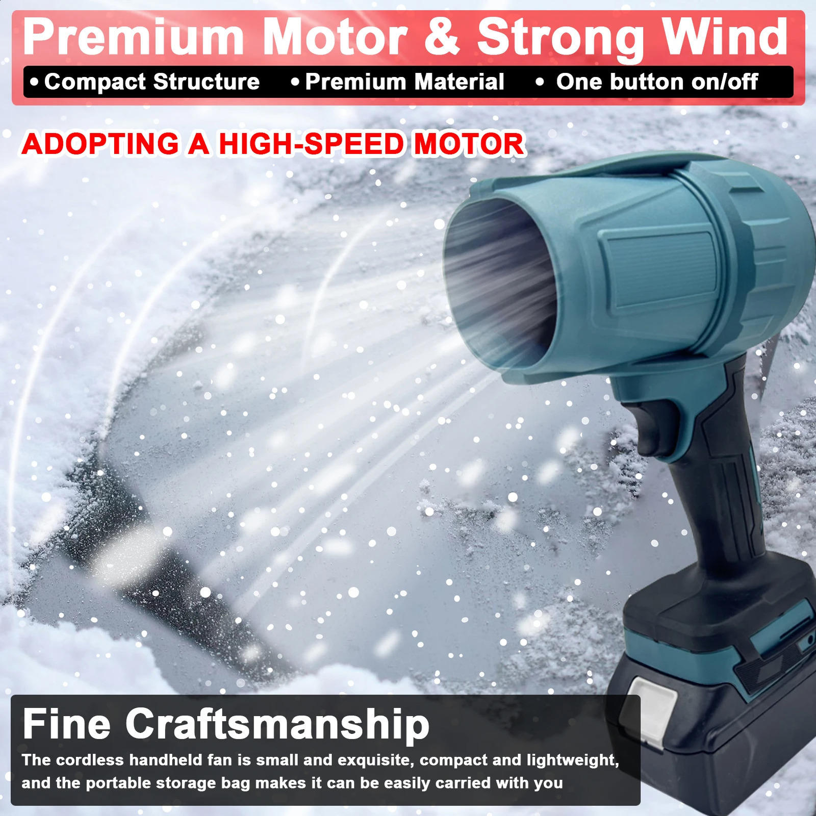 1000W handheld pipeline Turbofan high-power jet fan lithium ultraviolet fan multifunctional car wash dust collector blower 240930