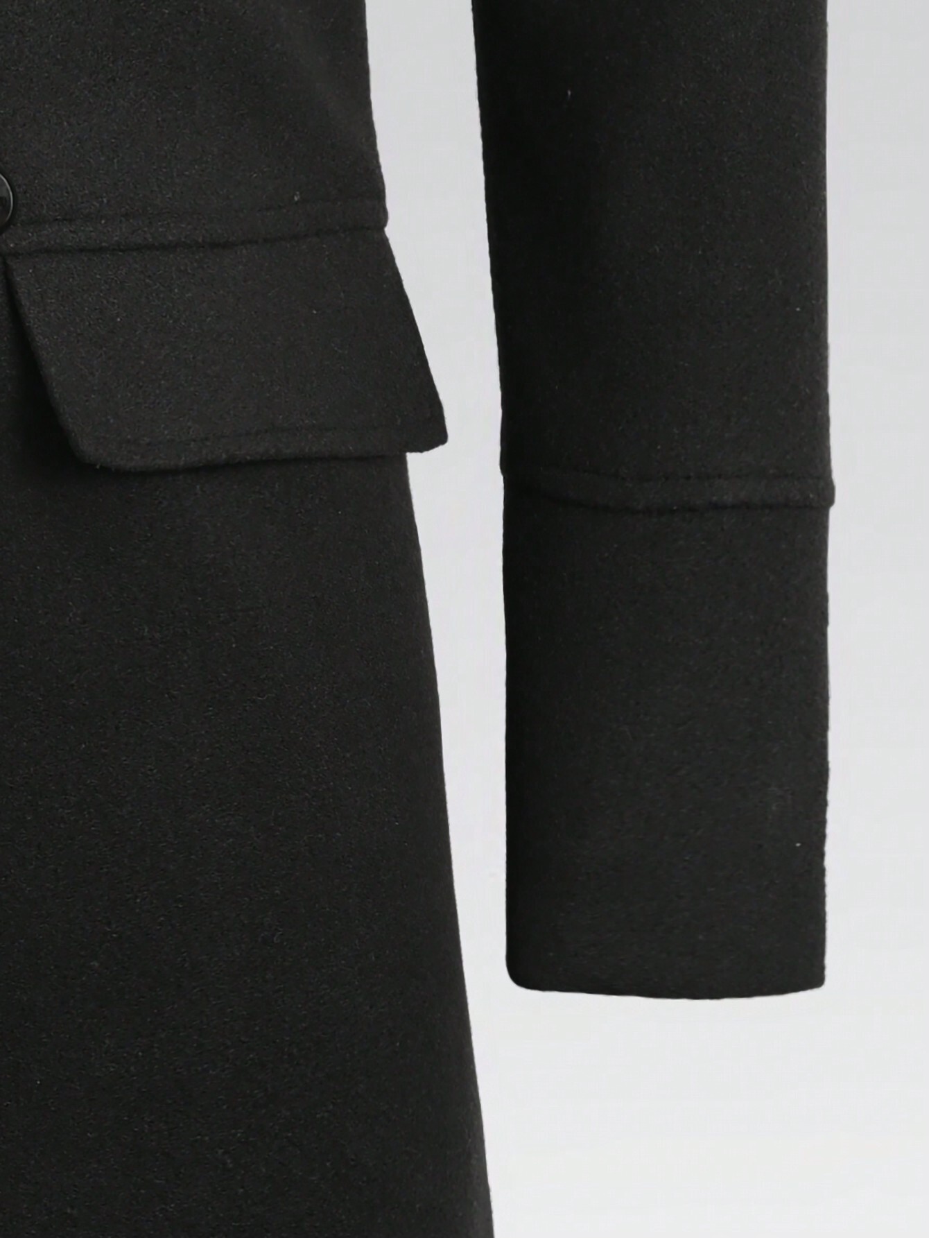 Men's Loose Woolen Coat With Double Breasted Buttons And Shearling Collar, Plain Going Out Fashion Overcoat