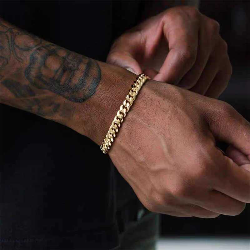 3-11mm Thick Waterproof Chain Bracelet for Men Stainless Steel Cuban Chain Wristband Classic Punk Heavy Mens Jewelry Gift W250728