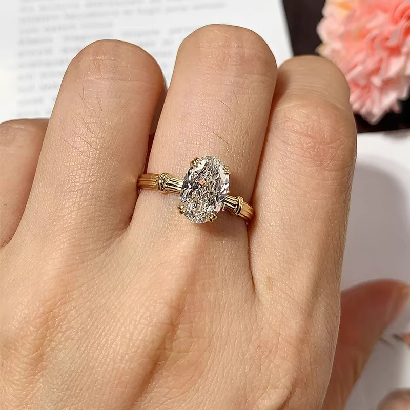 Lab Grown Diamond Ring 18K Gold D color VVS1 Diamond Rings Wedding Engagement Gift lab diamond VVS ring with certificate
