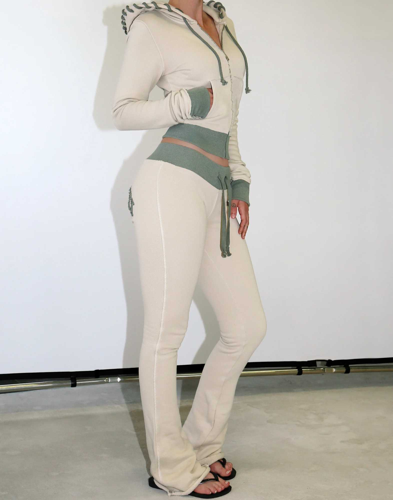 Womens Two Piece Pants Womens Pants Capris Y2K casual sexy splicing Flare Pants ultrathin high waisted cut Pants womens 90s autumn spring fashion Strt