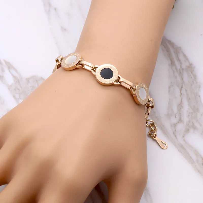 Gorgeous Gold/Rose/Silver White Shell Black Resin Charm Bracelet Wedding Party Bead Bracelet W241004