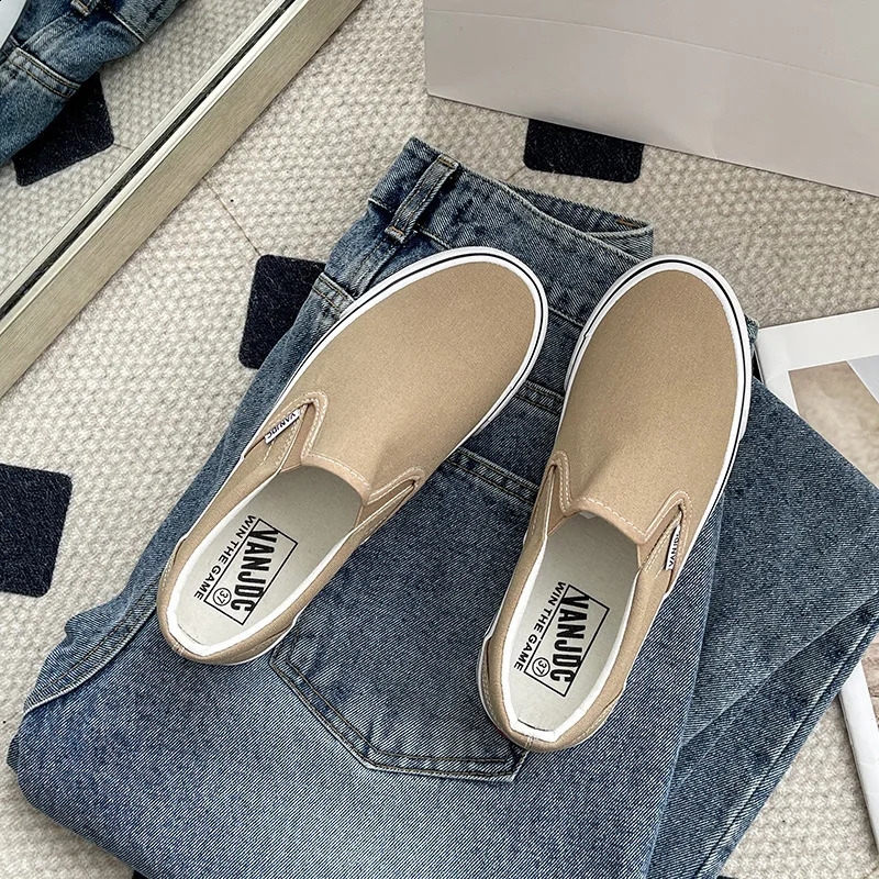 2024 Canvas Lazy Shoes One Foot Korean Version Student White Shoes Instagram Casual Board Shoes 240930