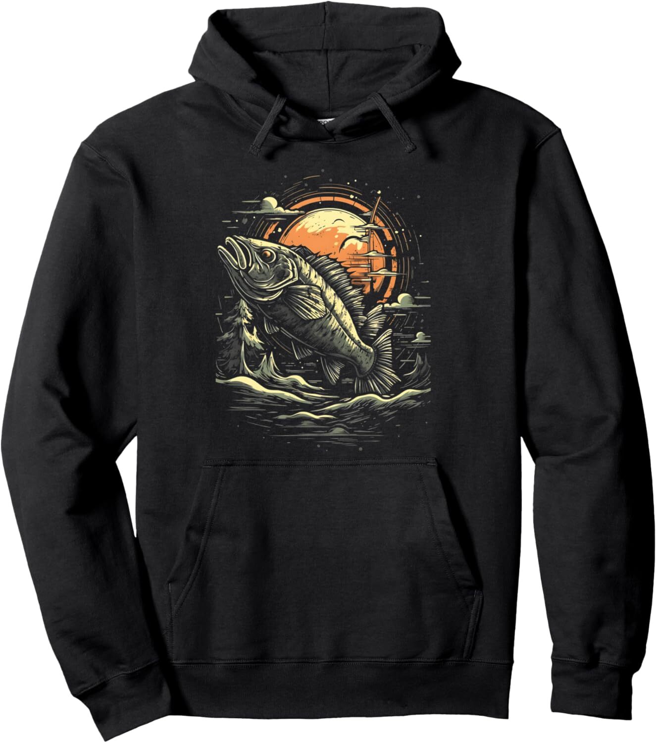 Hoodie for Mens Womens Fishing Sunset Fish Jumping Cool Fisherman Design Graphic Pullover Hoodie Graphic Hoodies sweatshirt Pullover Long Sleeve