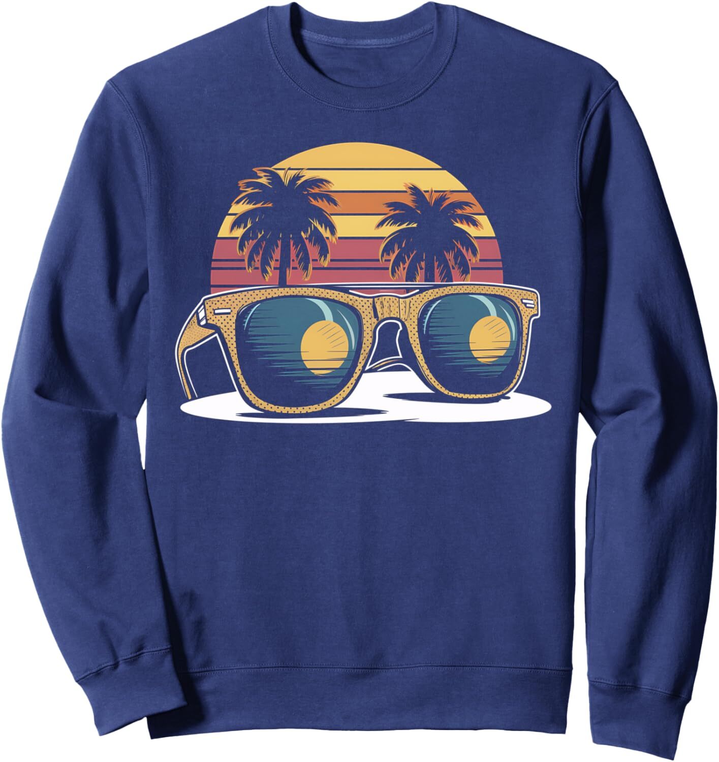 Long Sleeve Shirts for Men sweatshirt Sunglasses Beach Summer Vacation Retro Sunset Palm Tree Sweatshirt Tee Streetwear Casual tops clothes