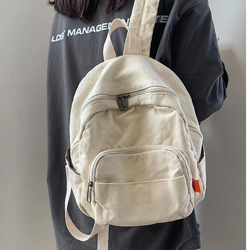 Canva Small Backpack Vintage Feminina School Mini Women Bagpack Female Solid Girl mochilas 240925