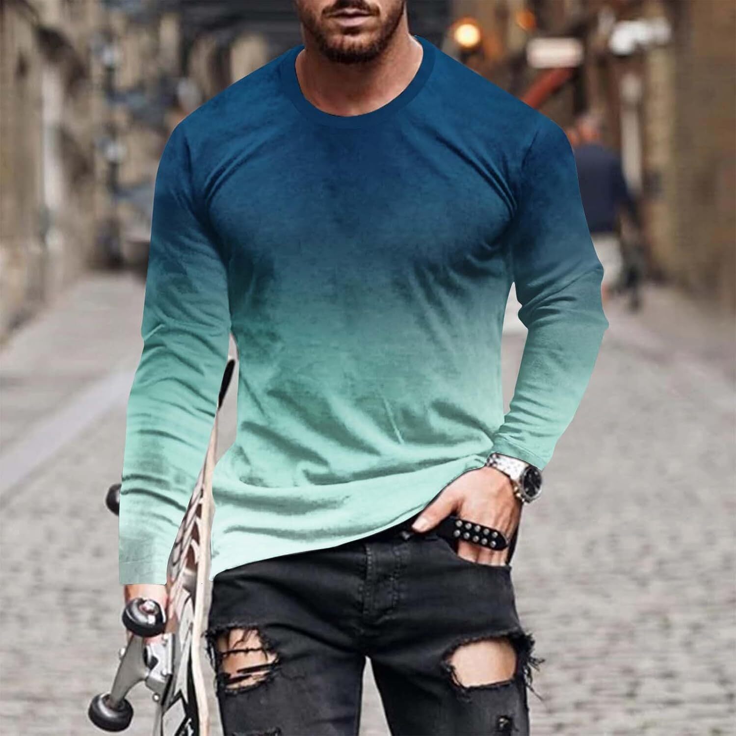 Long Sleeve Shirts for Men sweatshirt Long Sleeve Shirts for Men Big and Tall 3D Print Crewneck Sweatshirts Casual Loose Sports Shirts Pullover Street