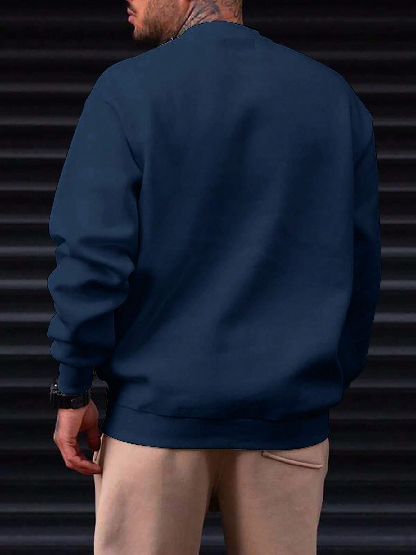 Men's Round Neck Pullover Sweatshirt, Long Sleeve, Suitable For Spring / Autumn / Winter