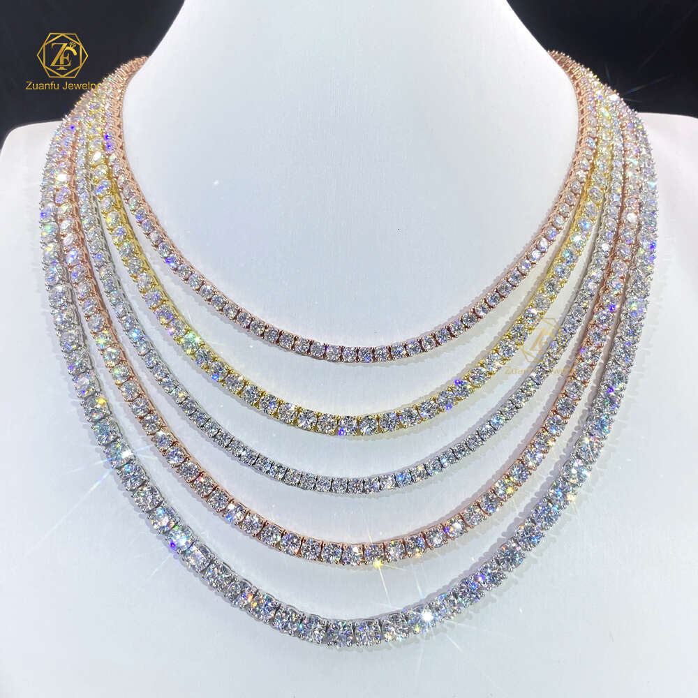 2Mm 2.5Mm 3Mm 4Mm LAB Grown 10K Solid Gold Bracelet Hip Hop Jewelry Necklace VVS CVD HPHT Diamond Tennis Chain