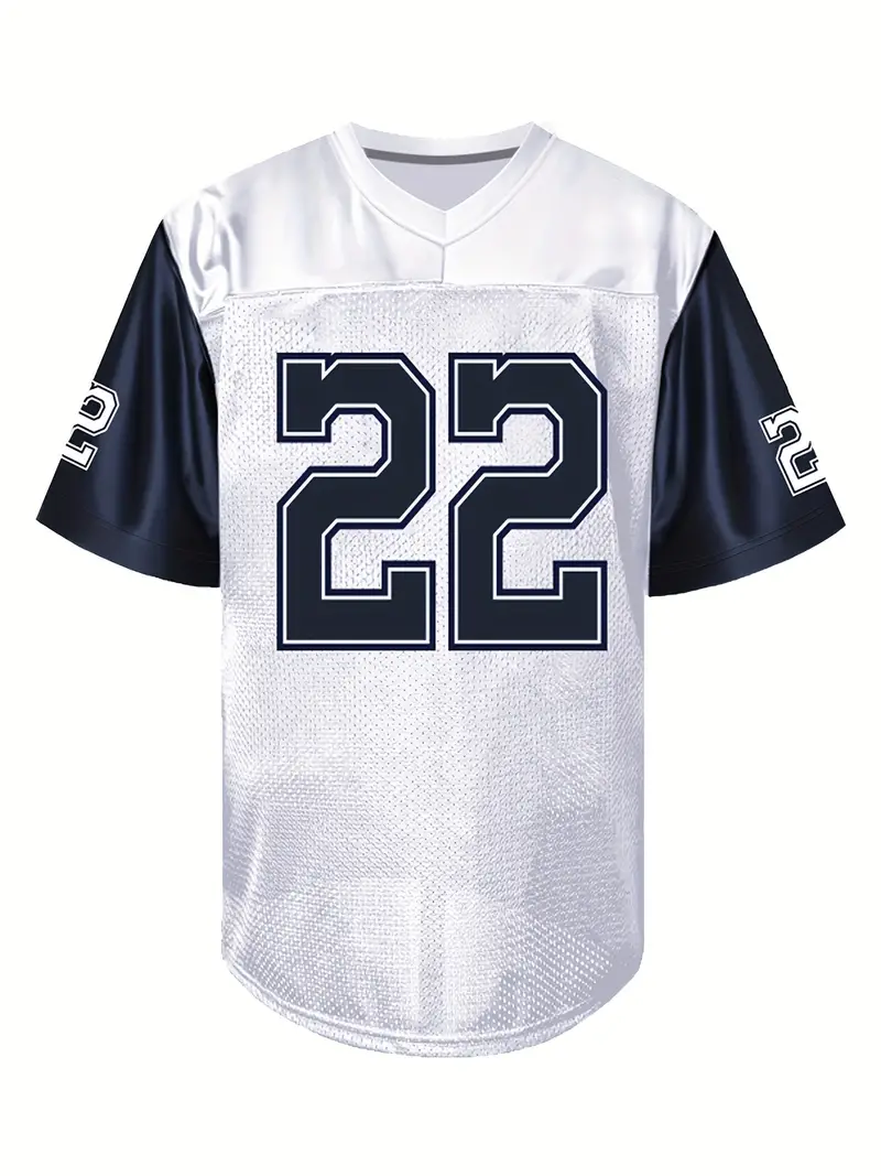 #22 Emmitt Smith Comfy V-Neck Football Jersey White Thanksgiving Mesh Embroidery for Training and Competition Breathable Moisture-Wicking American Foo