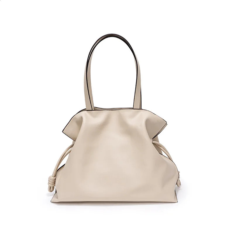 Style Genuine Leather Pleated One-shoulder Drawstring Tote Bag 240929 77e0 4