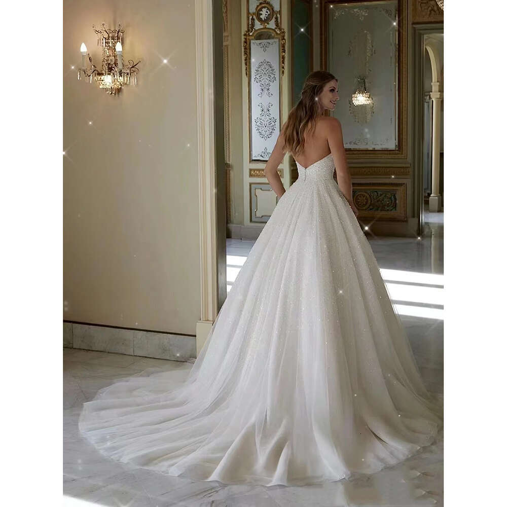 Romantic Sweetheart Collar Wedding Elegant Sleeveless Backless Beading Bridal Gown Custom Made Princess Bride Dress 0228Lz