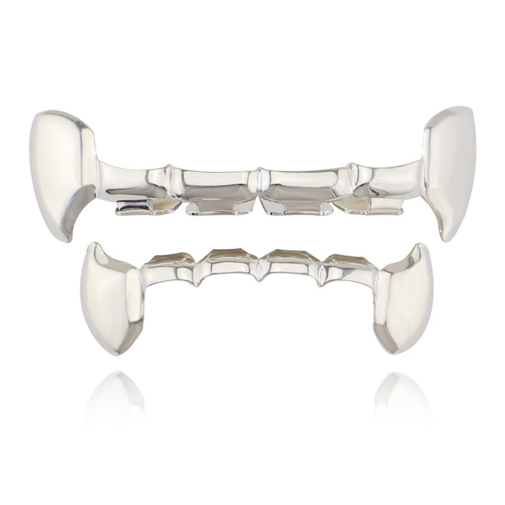 Hollow Out Hip Hop Grills Tooth Set Gold Silver Top and Bolttom Teeth Grills Set for Men Women Open Face Grillz Party Props Jewelry Gift