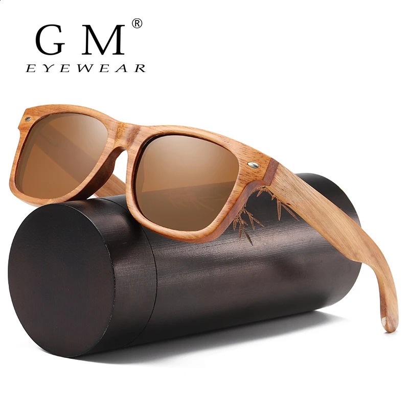 GM natural bamboo and wood sunglasses VIP manual polarized glasses environmentally friendly adjustable glasses gift box 240926