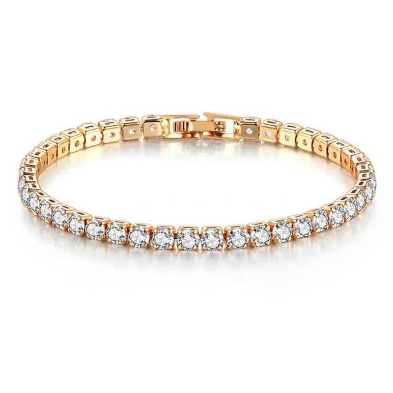New 925 sterling silver hip-hop fashionable womens tennis bracelet rose gold sparkling cubic zirconia bracelet wedding jewelry gift W241004