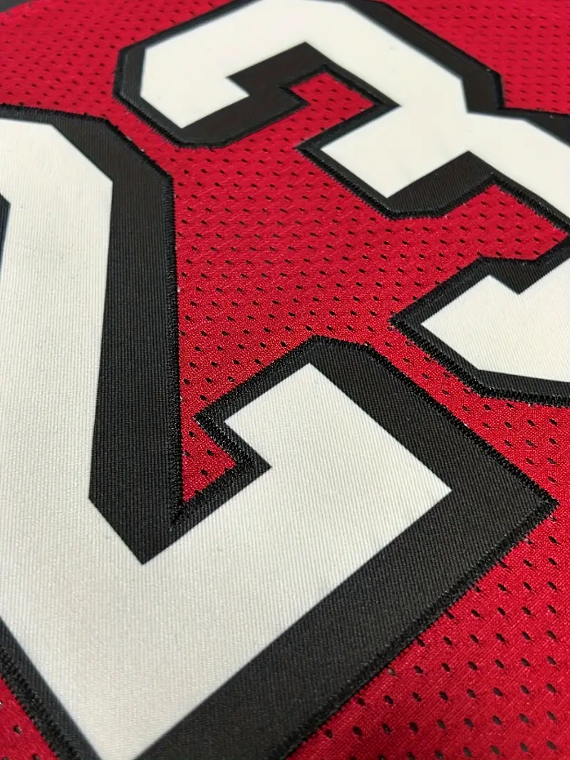 #23 Christian McCaffrey Comfy V-Neck Football Jersey Red Mesh Embroidery for Training and Competition Breathable Moisture-Wicking Short Sleeve Active 