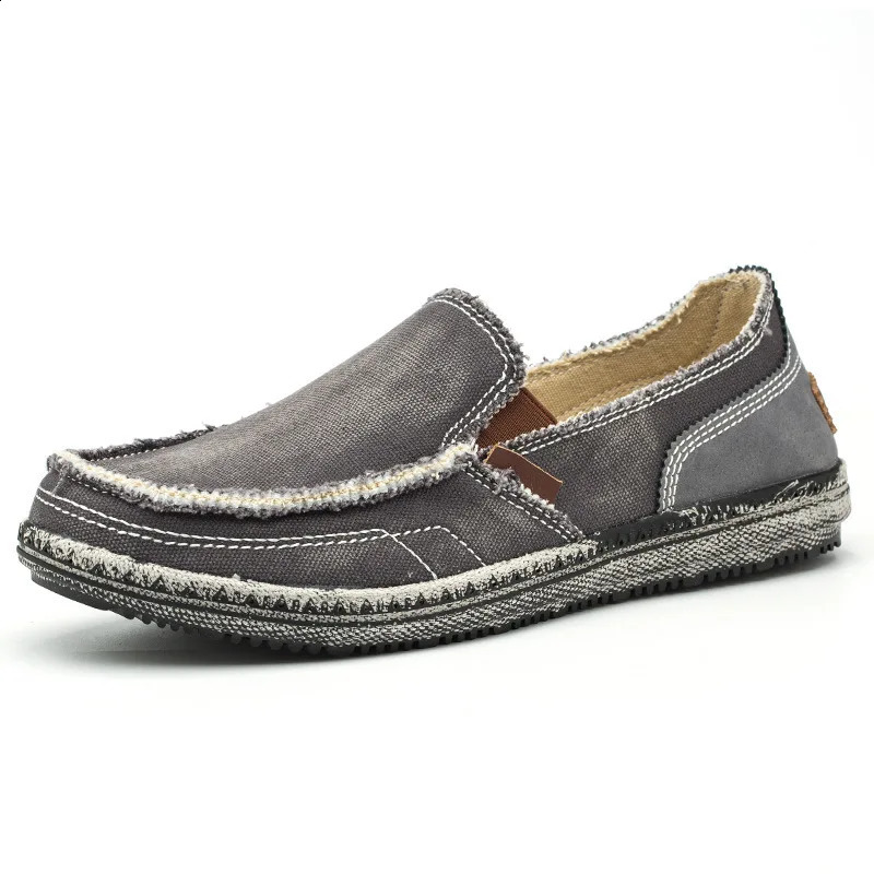 Blue grey canvas Mokasin mens style slippers washed denim casual tablet classic canvas shoes 240930