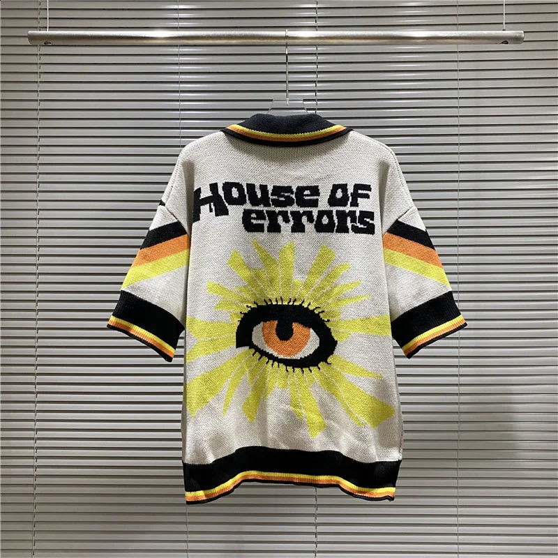 Wrong Home Rectangular Lines Eye of Truth Multi color Jacquard High quality Mens and Womens Sweaters 240930
