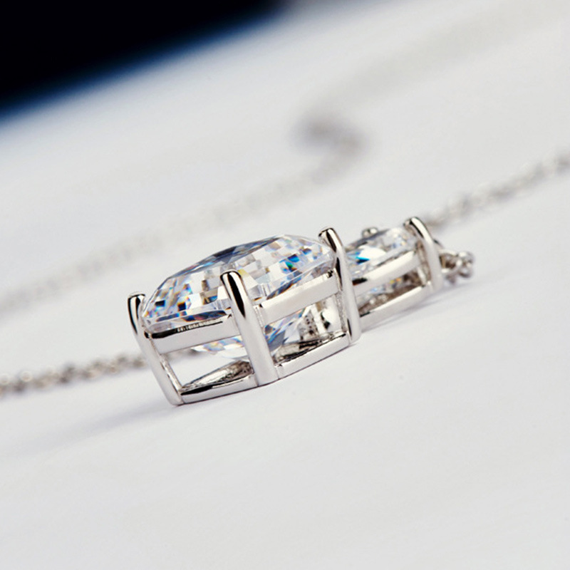 Elegant Sparkg Sterg Sier Princess Cut Necklace | Multicolor CZ & Moissanite dh5727163