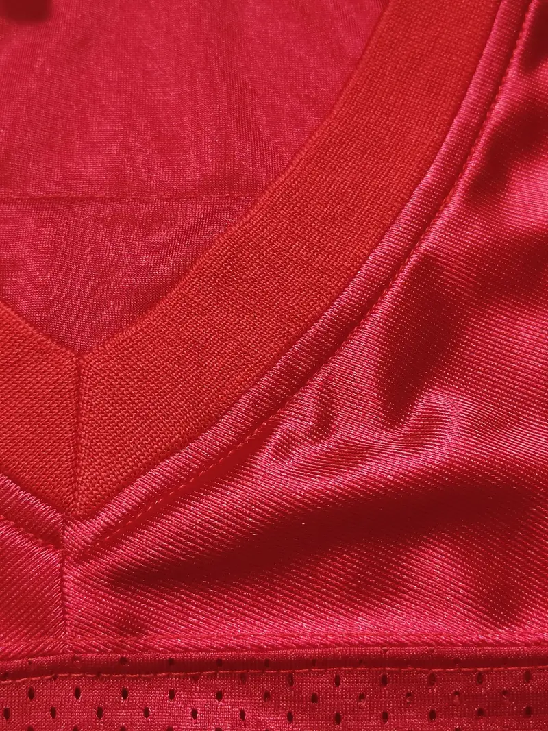 Men's #13 Brock Purdy Comfy V-Neck Football Jersey Red Mesh Embroidery for Training and Competition Breathable Moisture-Wicking Short Sleeve Top 