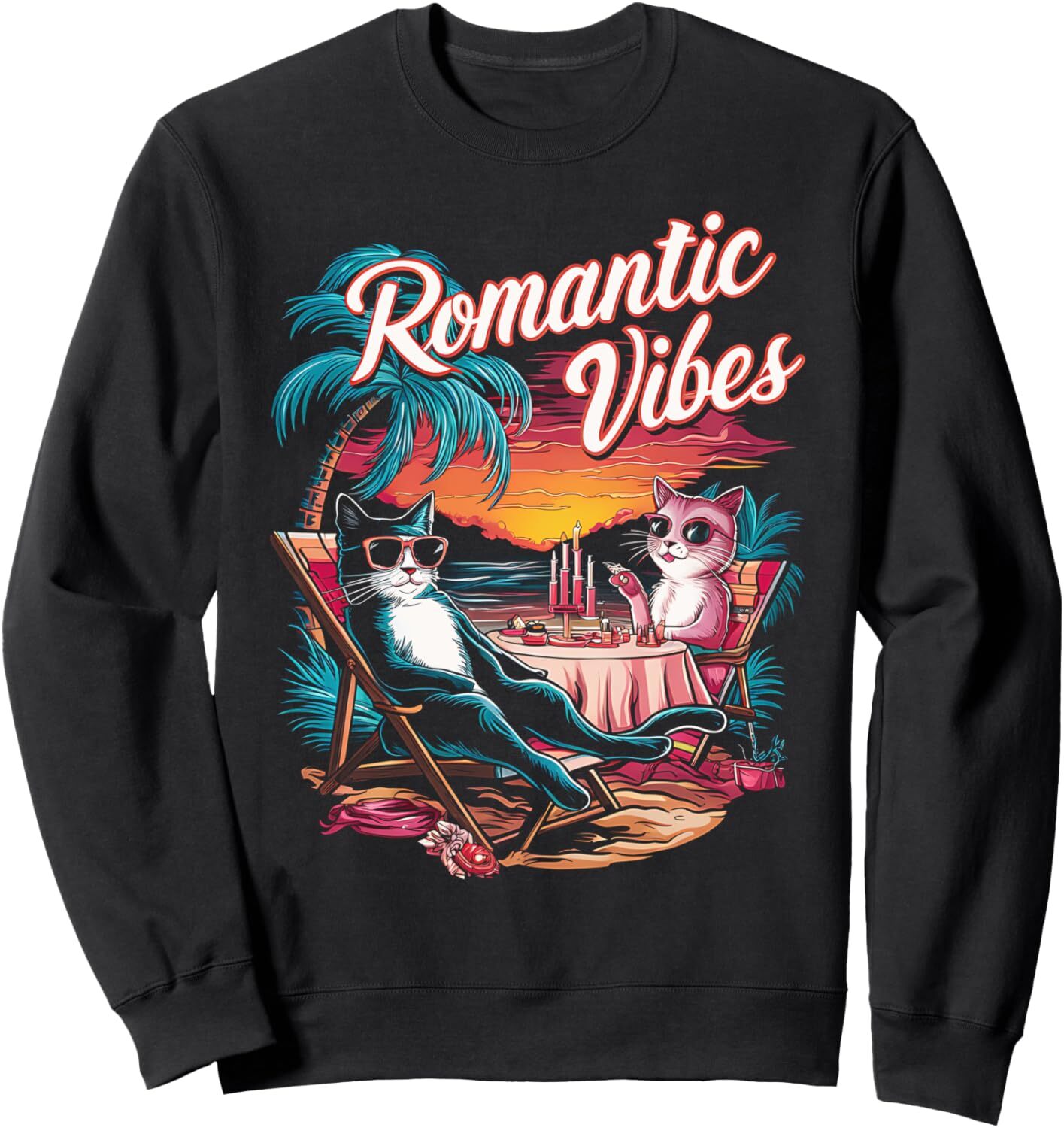 Long Sleeve Shirts for Men sweatshirt Cat Lover Beach Sunset Design Vacation to the Ocean Graphic Sweatshirt Tee Streetwear Casual tops clothes