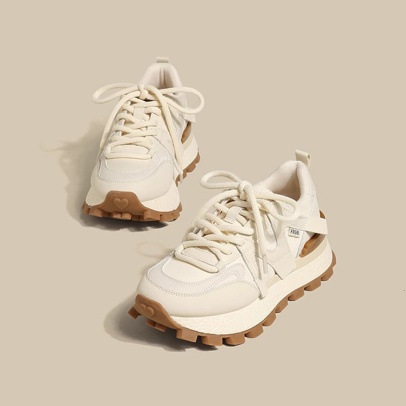 Forrest Gump Women's 2025 New Colored Soft Leather Thick Sole Versatile Soft Sole Waffle Shoes Sports and Casual Single Shoes Dad Shoes