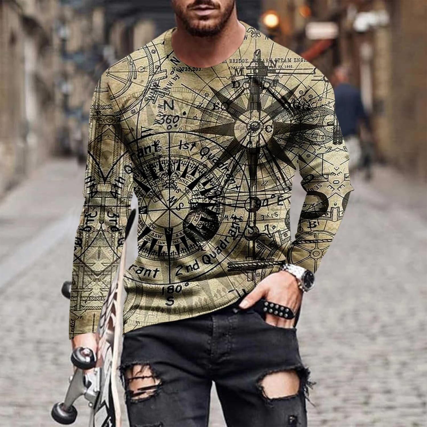 Long Sleeve Shirts for Men sweatshirt 2023 Autumn Casual T Shirt Graphic Abstract eeve Print Fashion Shirts Designer Vintage Blouse Tops Streetwear Ca