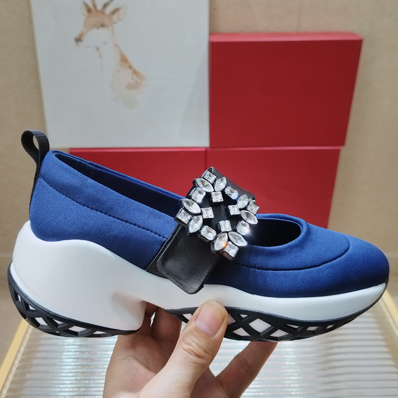 high-quality Thick sole satin rhies square buckle casual platform light women's running shoes 7CM 34-42