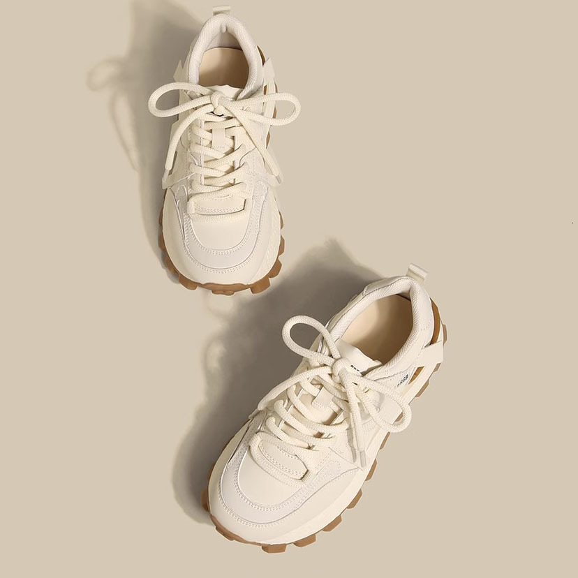 Forrest Gump Women's 2025 New Colored Soft Leather Thick Sole Versatile Soft Sole Waffle Shoes Sports and Casual Single Shoes Dad Shoes