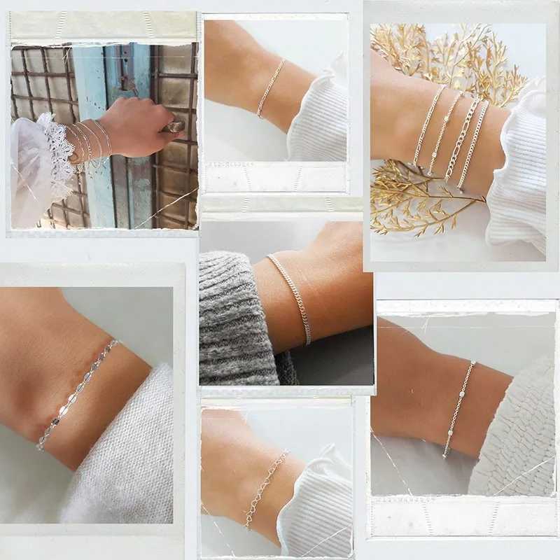11 Dainty Gold Chain Bracelet Set for Women 14K Gold Plated Chain Bracelet Womens Fashion Stackable Jewelry Gift W241004