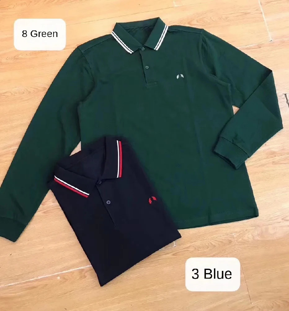 High quality F P springsummer mens long sleeved wheat collar shirt UK business casual polo M3600 240930