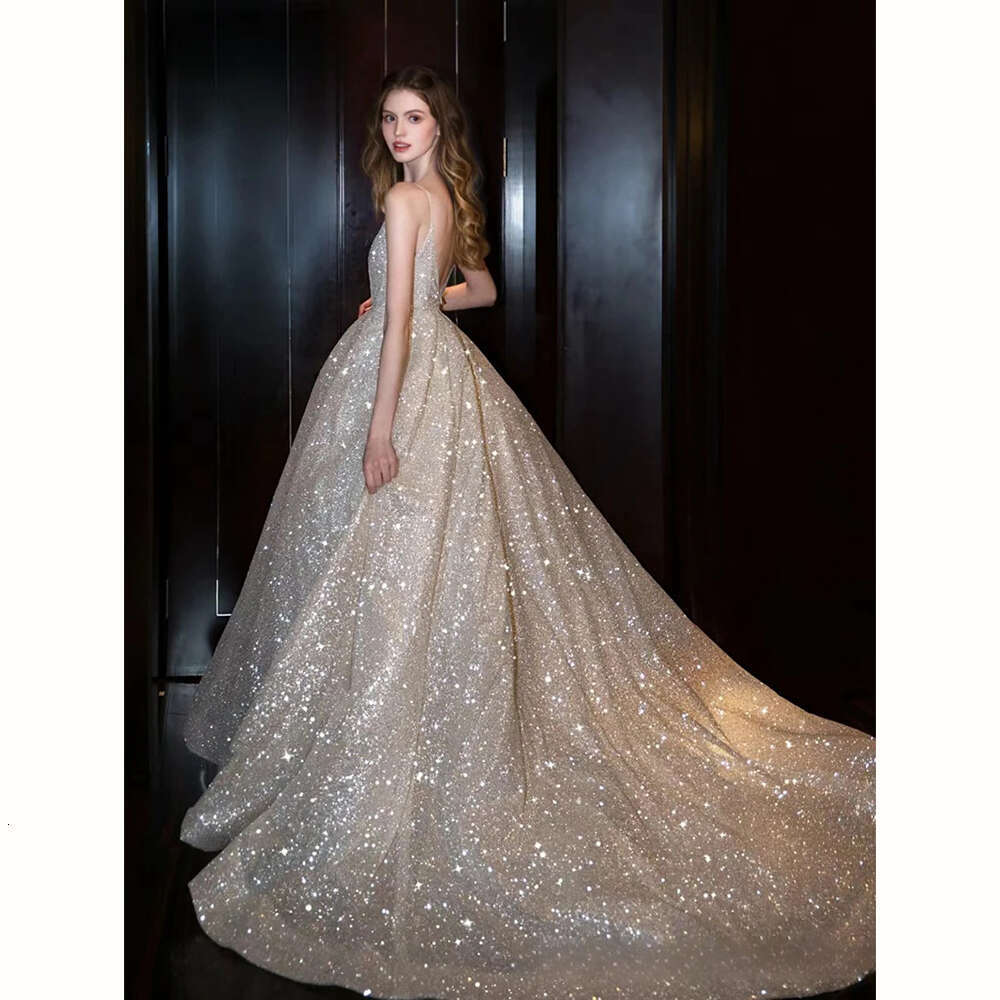 A Newest E V Neck Spaghetti Strap Wedding Dress Simple Sexy Sleeveless Bridal Gown Custom Made Princess Bride Dresses es