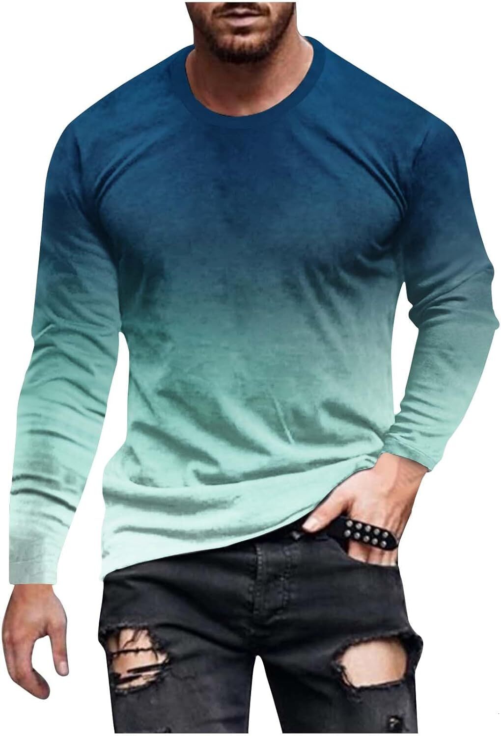 Long Sleeve Shirts for Men sweatshirt Long Sleeve Shirts for Men Big and Tall 3D Print Crewneck Sweatshirts Casual Loose Sports Shirts Pullover Street