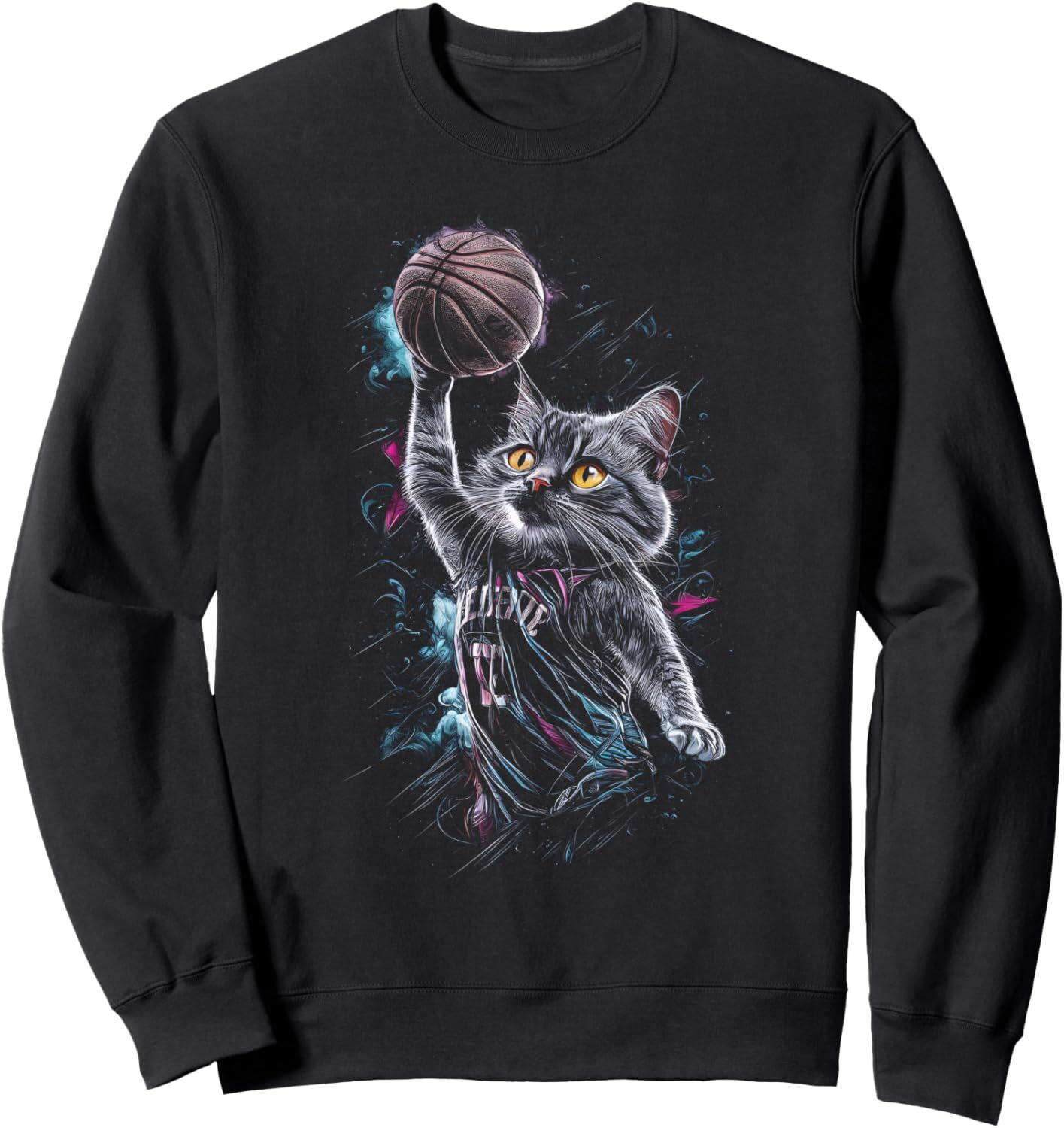 Long Sleeve Shirts for Men sweatshirt Basketball Cat Kitten Slam Dunk Sports Fan Gifts Graphic Tee Sweatshirt Tee Streetwear Casual tops clothes