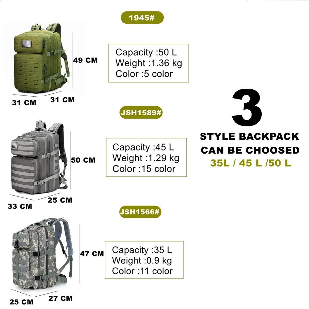 35/45/50L mens hiking backpack large capacity tactical mens backpack camouflage travel outdoor hiking backpack 241008