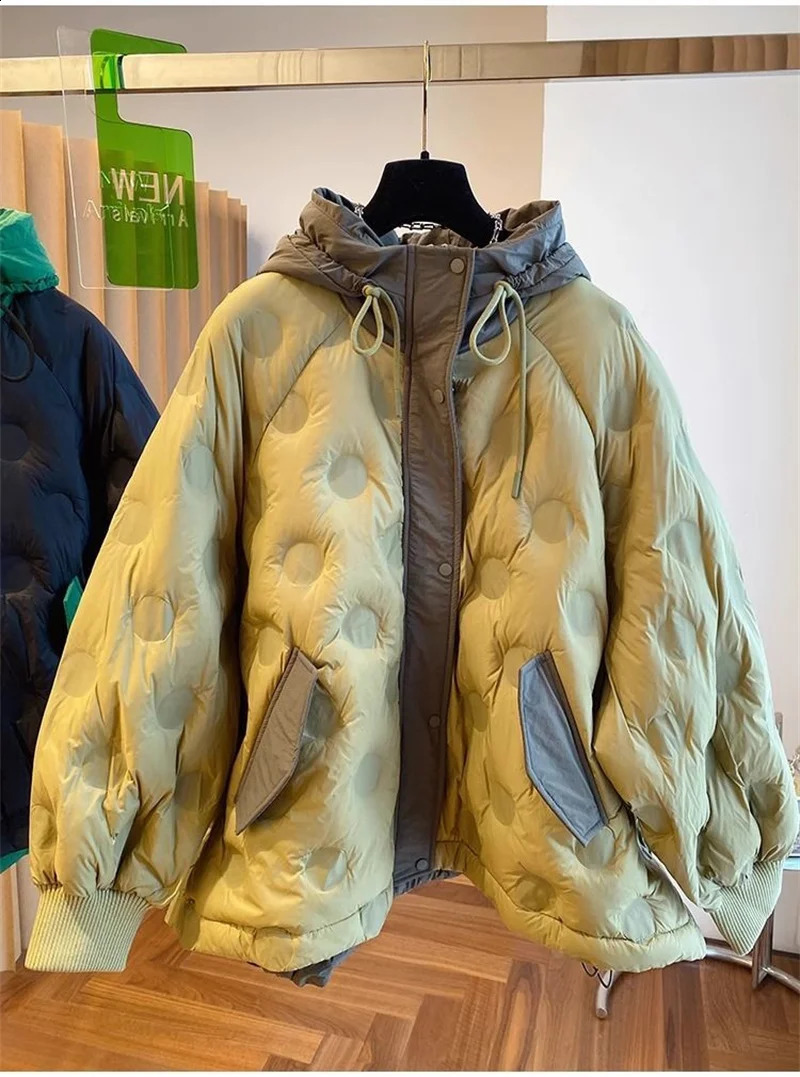 2024 Style Korean Winter White Duck Down Parka Women Puffer Loose Casual Hooded Female Jacket Thicken Oversize Snow Wear Coa 240930