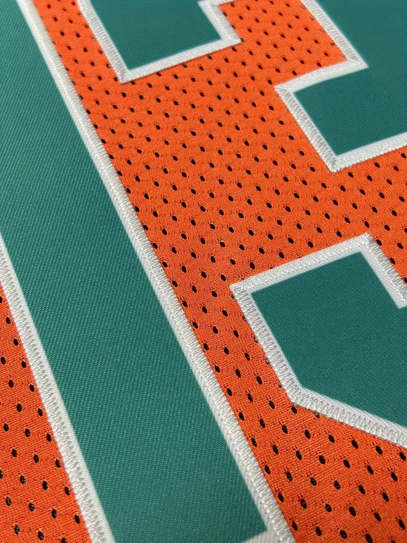 #13 Dan Marino Comfy V-Neck Football Jersey Orange Mesh Embroidery for Training and Competition Breathable Moisture-Wicking American Football Shirt