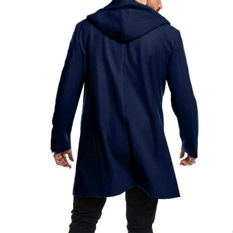 Men s Winter Duffle Coat Loose Fit Classic Wool Blend Long Sleeve Hood Toggle OutwearX241005