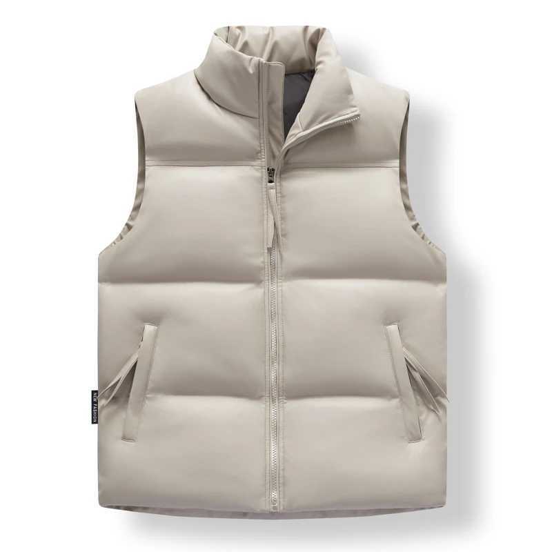 Fashion leather vest mens casual warm mens vest high-quality loose vest mens Pu zipper waist clothing brand mens sleeveless jacket W241005
