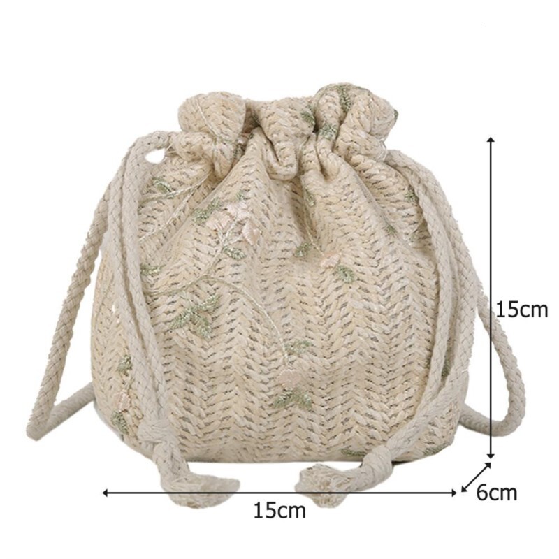 Womens Designer Shoulder Bags - Woven with Floral Embroidery, Drawstring Closure, Lightweight hot Ladies Beach Bag for Travel, Crossbody Style