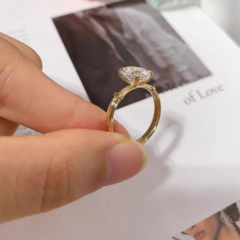 Lab Grown Diamond Ring 18K Gold D color VVS1 Diamond Rings Wedding Engagement Gift lab diamond VVS ring with certificate