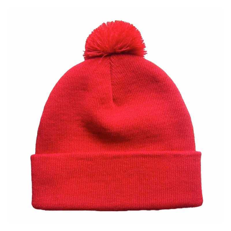 Red Beanie Men Women Christmas Decoration Colour Blocking Wool Cap Hat Halloween Striped Red Wool Ball Knit CapX241005