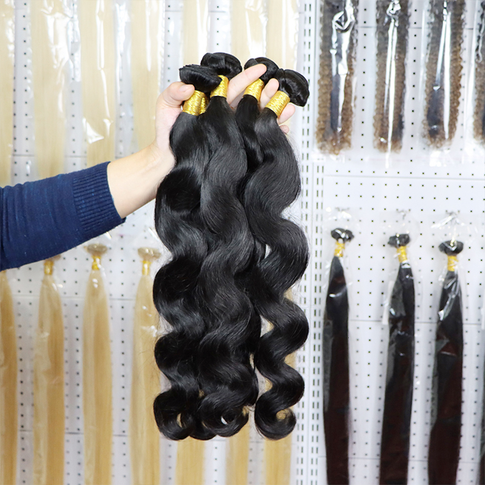 30 Inch Body Wave HD Lace Brazilian Double Drawn Raw Human Hair Bundles With Closure